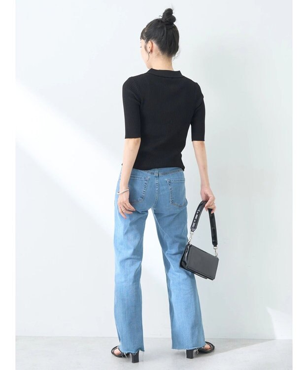 earth music&ecology リブコンパクトカーディガン Black