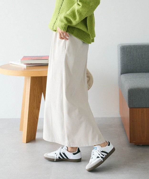 CRAFT STANDARD BOUTIQUE カットコーデュロイタイトスカート Gray Beige