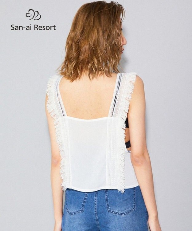 San-ai Resort（三愛水着楽園） 【SALE】【San-ai Resort】無地×レース トップス M ホワイト