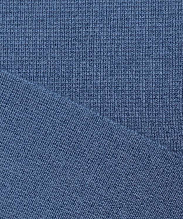 自由区 【洗える】ウールミラノハイネック ニット サックスブルー系