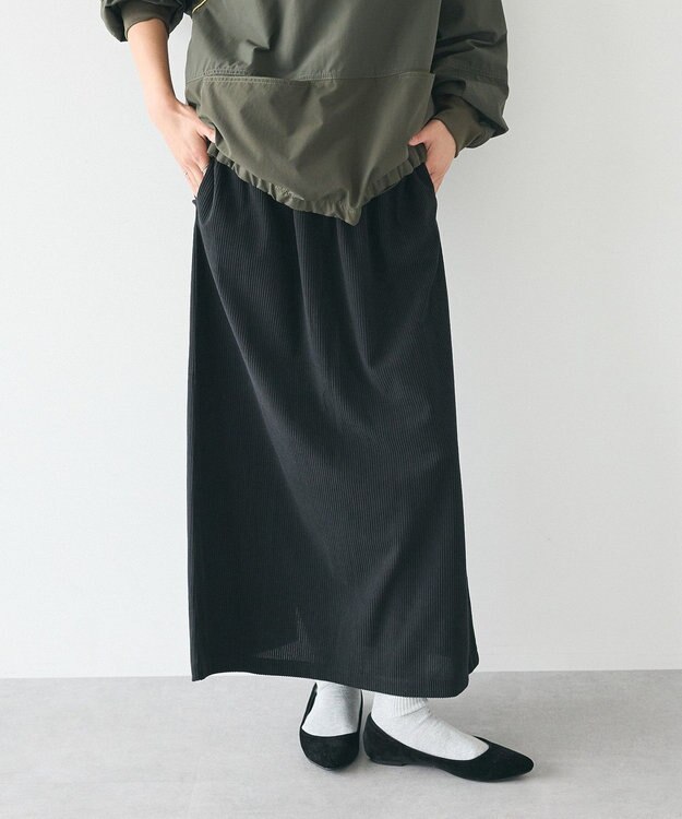 CRAFT STANDARD BOUTIQUE カットコーデュロイタイトスカート Black