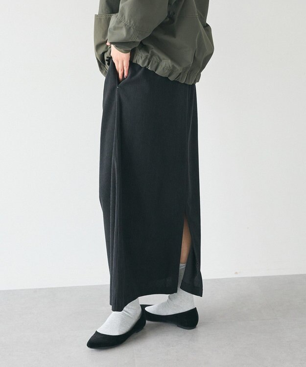 CRAFT STANDARD BOUTIQUE カットコーデュロイタイトスカート Black