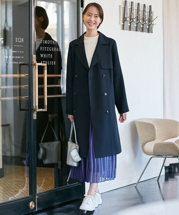 自由区 L トロトレンチ ロング丈コート ネイビー系