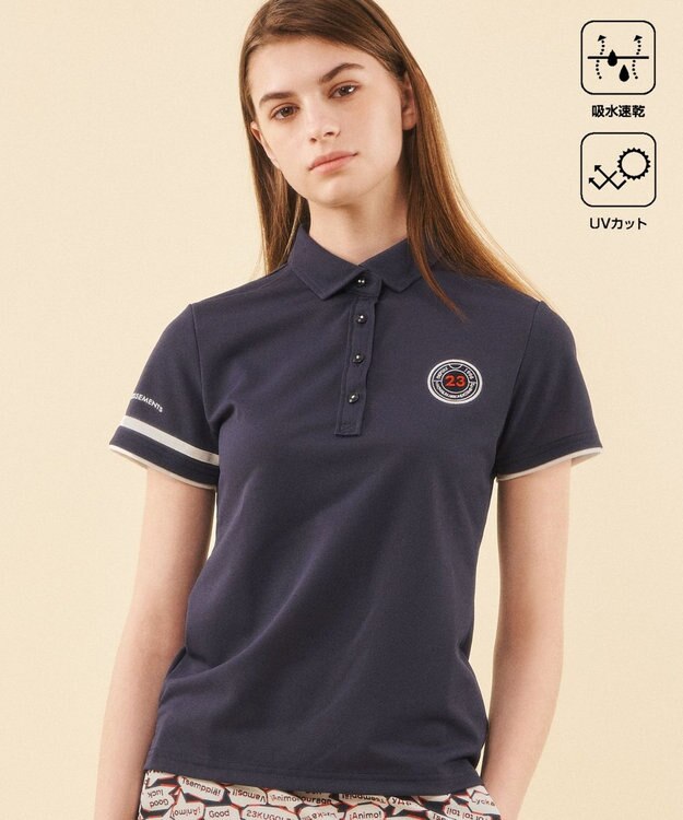 23区GOLF 【WOMEN】【吸水速乾/UVカット】エイトロックポロシャツ ネイビー系