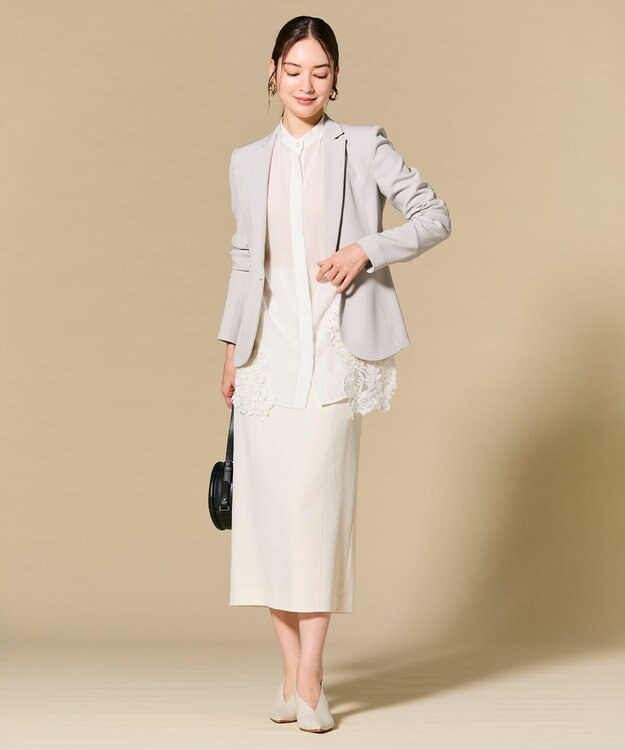 BEIGE， GALENA / コットンレースバンドカラーシャツ Off