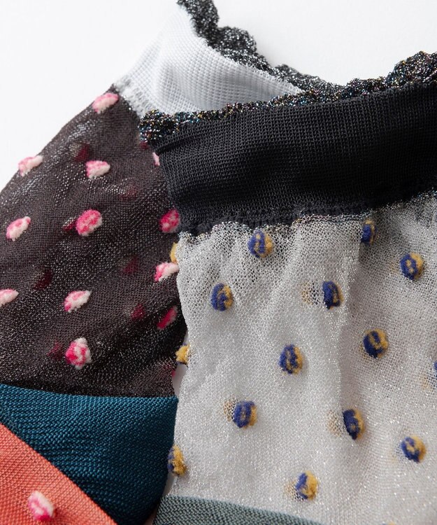 TRICOTE ポンポン ドット柄ソックス 95GRAY