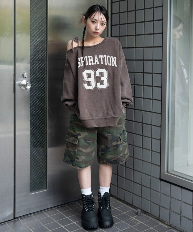 WEGO 【25年秋冬新作】2WAYグラフィックワンショルBIGスウェット 柄8