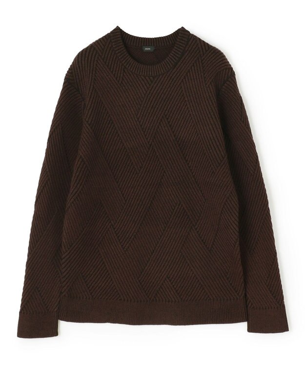JOSEPH HOMME ビッグジオメトリージャガード　クルーネック ダークブラウン系