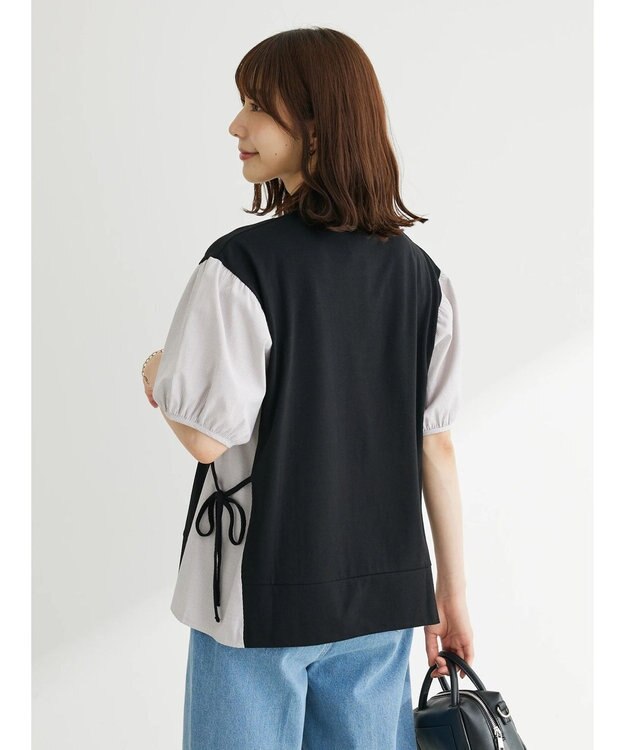 Green Parks 布帛ドッキング脇リボンプルオーバー Gray