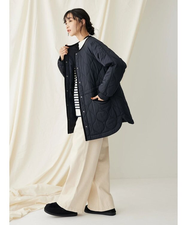 CRAFT STANDARD BOUTIQUE キルティングミドル丈コート Dark Navy