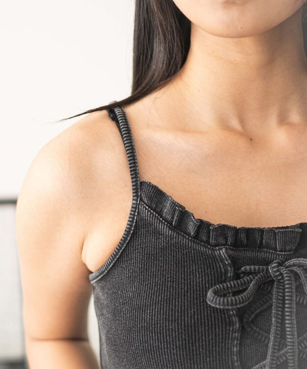 WEGO レースアップデザインキャミ スミクロ