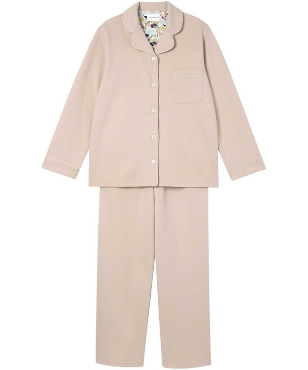 une nana cool 【綿混】ハイゲージダブルエアー 長袖開襟パジャマ MADE WITH LIBERTY FABRIC ベージュ