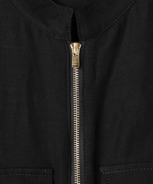 BEIGE， BERNARD / リネン混 フロントジップ スタンドカラードレス Black