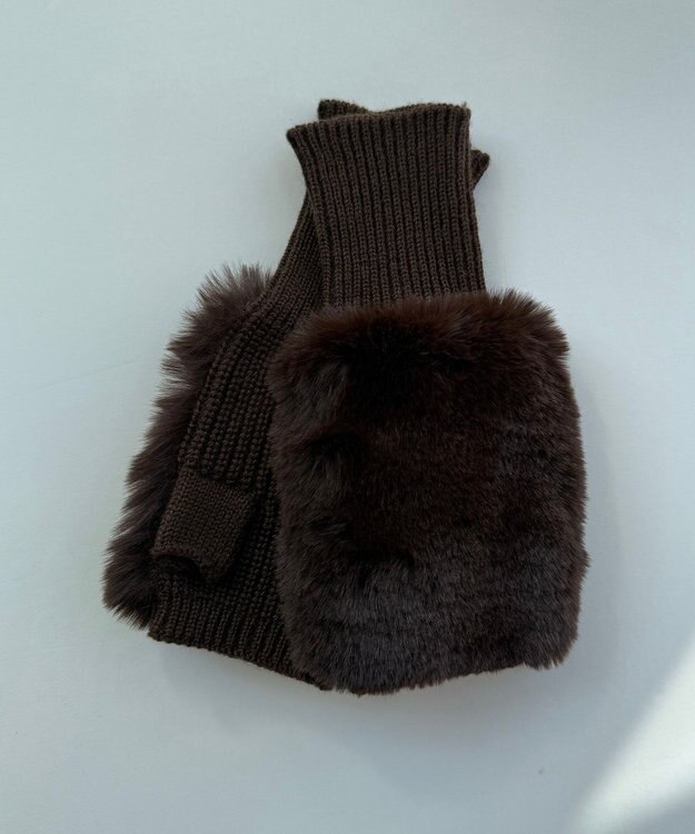 レザー×ファー手袋　未使用 羊革 スマホ対応可能 本革手袋 レディース グローブ レザー