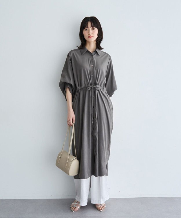 YECCA VECCA UVカット2way袖バルーンワンピース Charcoal Gray