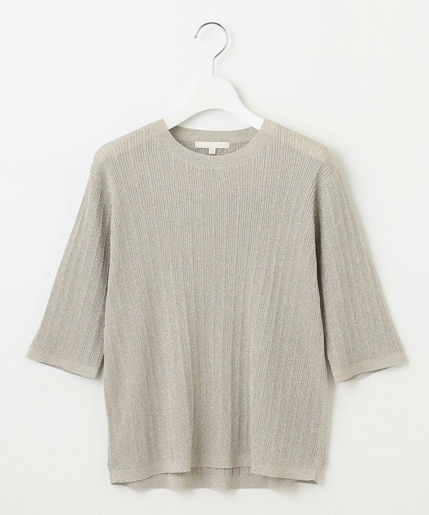 自由区 L 【カタログ掲載・アンサンブル対応・洗える】グリッターリブプルオーバー ニット サンド