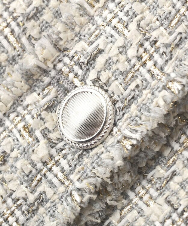 YECCA VECCA ノーカラーツイードジャケット Gray