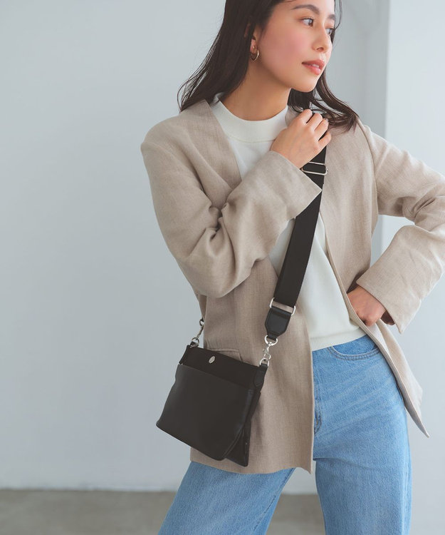 TOPKAPI 【Breath TOPKAPI】LINEA リネア レザーコンビ スワローマチ ショルダーバッグ ブラック