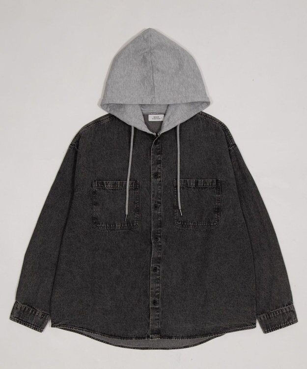 WEGO デニムフードシャツ（LS） デニムブラックソノタ