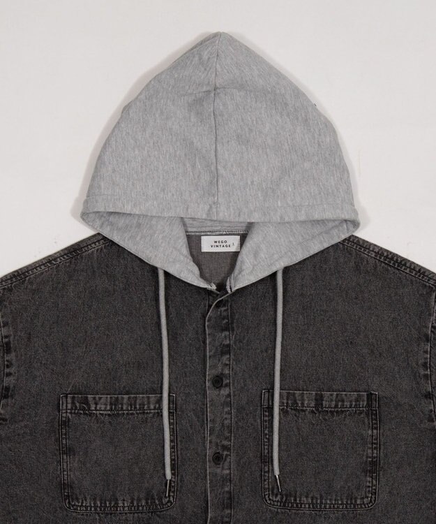 WEGO デニムフードシャツ（LS） デニムブラックソノタ