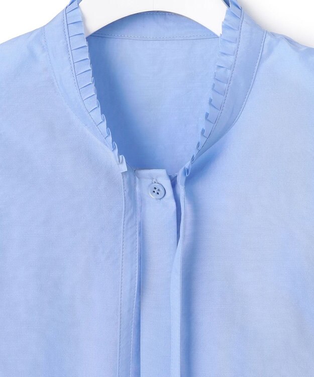 ICB セシェシルキーローン フレンチスリーブボウタイブラウス スカイブルー