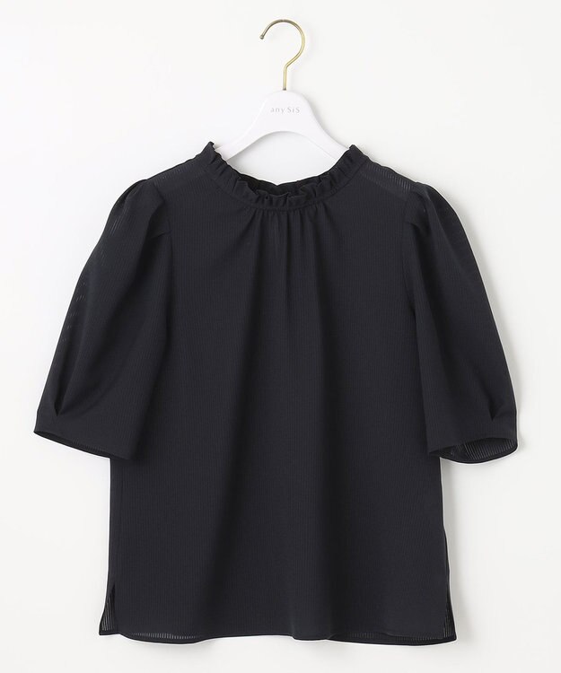 ANY SIS 【洗える】シアーストライプ ブラウス ネイビー