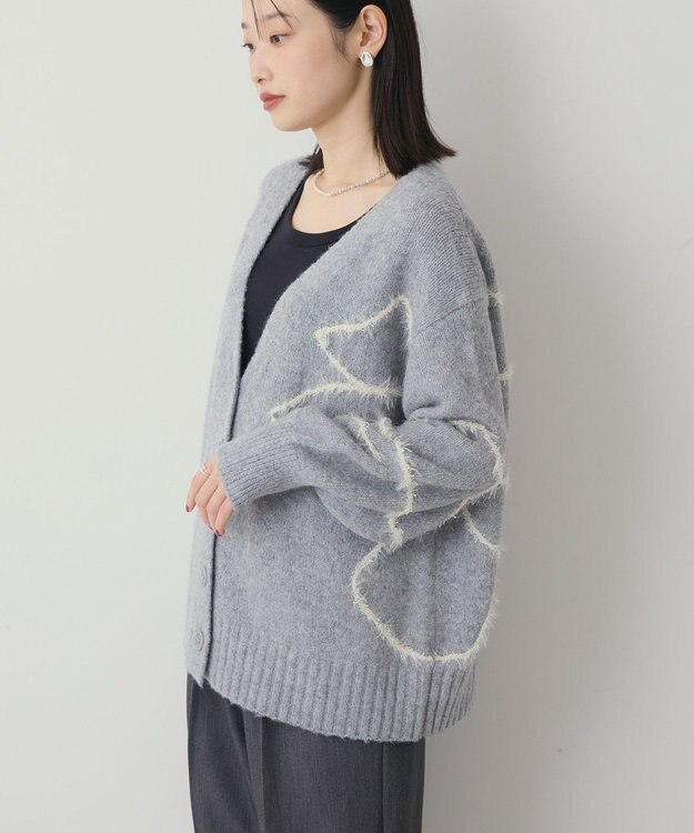 AMERICAN HOLIC ニュアンスライン柄Ｖネックカーディガン Gray Mixture