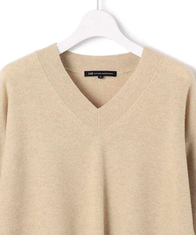 23区 L CARIAGGIウールカシミヤ Vネック ニット ベージュ系