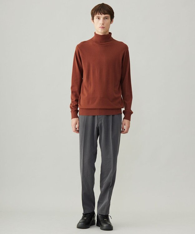 UNFILO MENS 【男女兼用】ライトウォームタートルネックニット ブラウン