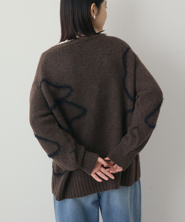 AMERICAN HOLIC ニュアンスライン柄Ｖネックカーディガン Brown