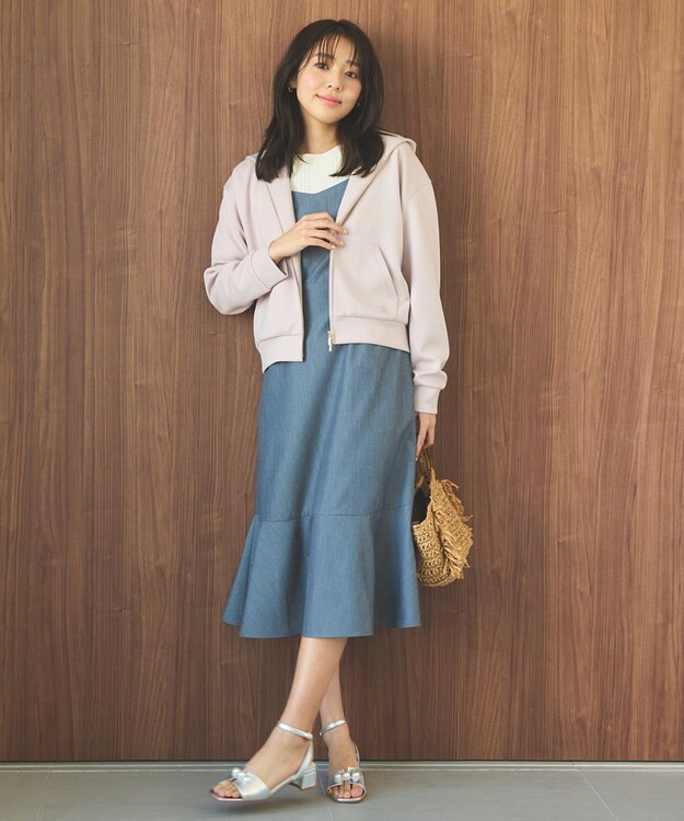 Feroux 【洗える】ダブルジップダンボールロゴ パーカー ピンク系