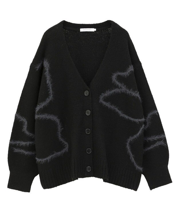 AMERICAN HOLIC ニュアンスライン柄Ｖネックカーディガン Black