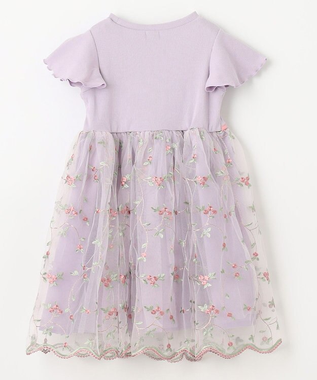 ANY KIDS 刺繍チュールガーリー ワンピース ラベンダー
