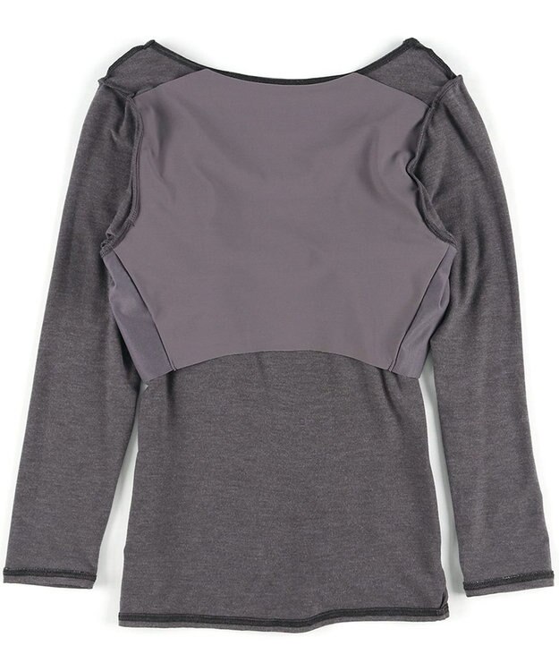 Wing カップ付きインナー あったか素材 ラク きれいなバストシルエット 【シンクロブラトップ】 8分袖 長袖 秋 冬 ET1865 ウイング／ワコール ダークブラウン