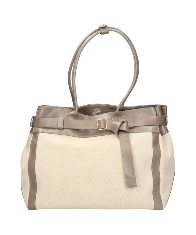 INTER-CHAUSSURES 【CHRISTIAN VILLA】レザーハンドルキャンバストート グレーコンビ