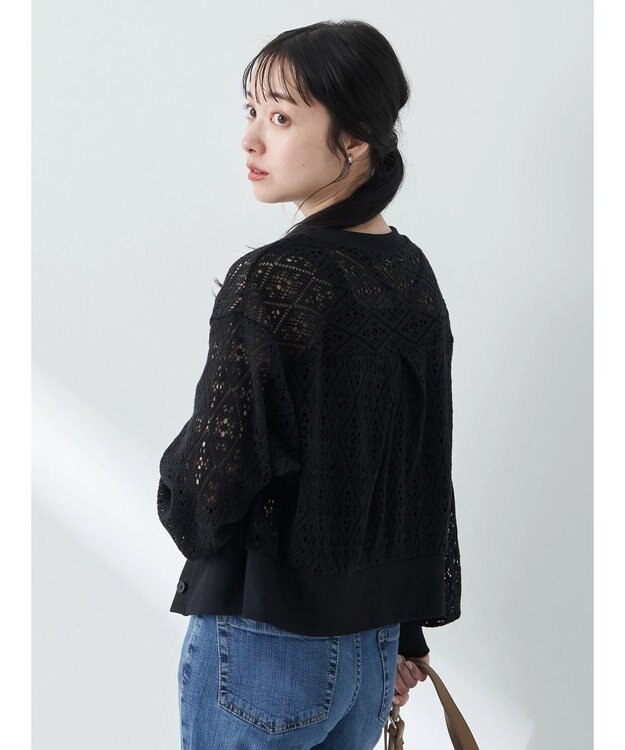 earth music&ecology ラッセルレースカーディガン Black