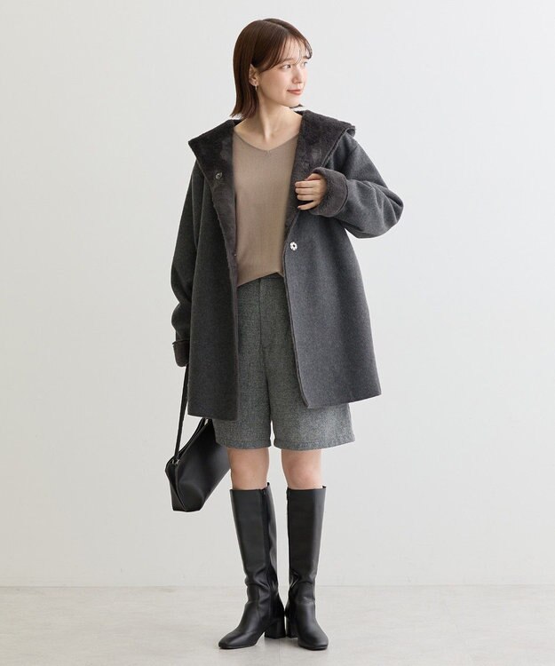 Green Parks フーディガウンコート Charcoal Gray