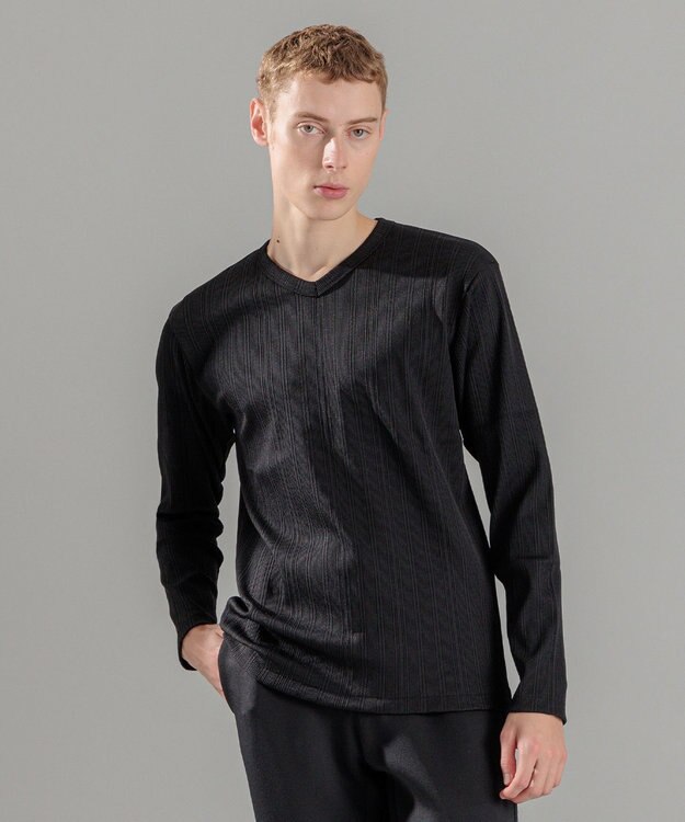 JOSEPH HOMME テックリブジャージー　Vネックカットソー ブラック系