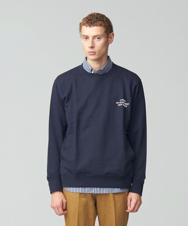 J.PRESS MEN インレージャージー アドレスプリント ロゴトレーナー ネイビー系