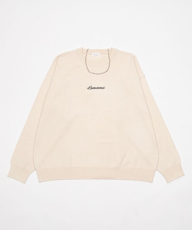 WEGO アクセ付きワンポイントニットプルオーバー（LS） オフホワイト