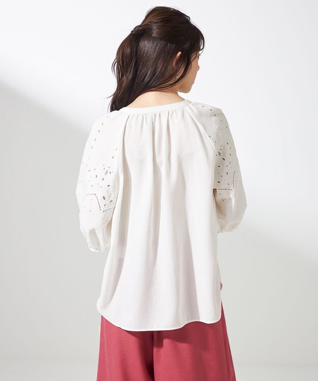 ANY SIS L 【洗える】カットワークエンブロイダリー ブラウス オフ