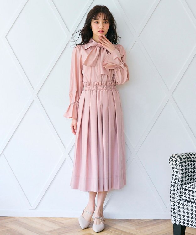 アドーア　リボンタイ　長袖ブラウス　グレージュ　変形袖　38 アドーア リボンタイ 長袖ブラウス グレージュ 変形袖 38 Ada