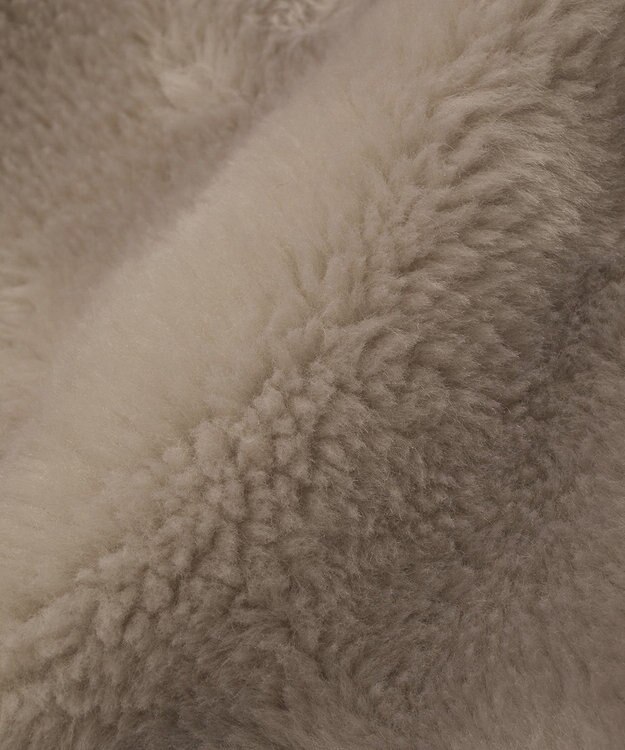 earth music&ecology 【リバーシブル】ノーカラーフェイクムートンコート Pink Beige