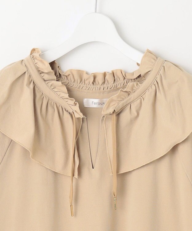 Feroux ラッシュガード ケープギャザー ブラウス ベージュ系