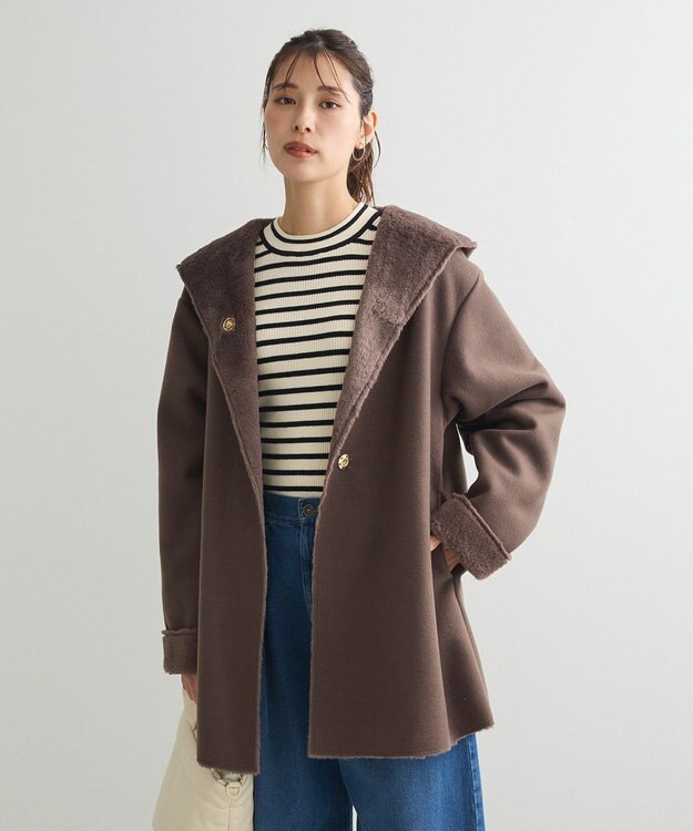 Green Parks フーディガウンコート Mocha