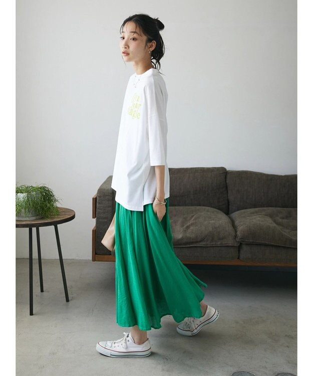 CRAFT STANDARD BOUTIQUE コットンボイルギャザースカート Green