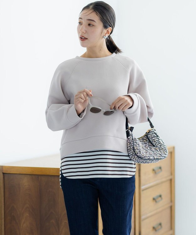 組曲 L ダンボールジャージー ショート丈プルオーバー ローズ系