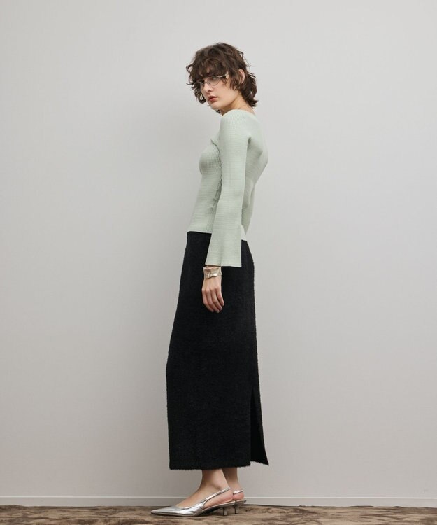 GRACE CONTINENTAL アイレットリブニットトップ グリーン