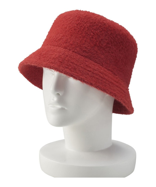 MOONBAT 【洗える】estaa アンゴラ風バケットハット ディープオレンジ