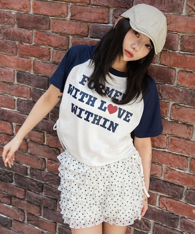WEGO グラフィックサイドリボンドロストショートT 柄6